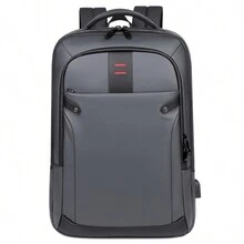 大容量多层空间男士商务旅行背包，可容纳 15 英寸笔记本电脑，拉链开合，可连接到行李箱手柄父亲节礼物爸爸大学书包书包背包笔记本电脑学校背包书包假期工作周末暑假随身携带实用帆布礼物个性化礼物男士男朋友丈夫 - 灰色 - 查看 1
