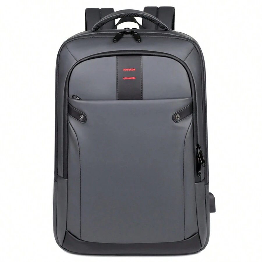大容量多层空间男士商务旅行背包，可容纳 15 英寸笔记本电脑，拉链开合，可连接到行李箱手柄父亲节礼物爸爸大学书包书包背包笔记本电脑学校背包书包假期工作周末暑假随身携带实用帆布礼物个性化礼物男士男朋友丈夫 - 灰色 - 查看 1