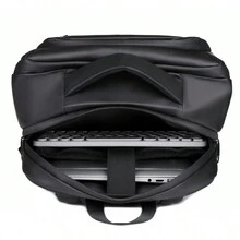 大容量多层空间男士商务旅行背包，可容纳 15 英寸笔记本电脑，拉链开合，可连接到行李箱手柄父亲节礼物爸爸大学书包书包背包笔记本电脑学校背包书包假期工作周末暑假随身携带实用帆布礼物个性化礼物男士男朋友丈夫 - 灰色 - 查看 9