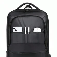 大容量多层空间男士商务旅行背包，可容纳 15 英寸笔记本电脑，拉链开合，可连接到行李箱手柄父亲节礼物爸爸大学书包书包背包笔记本电脑学校背包书包假期工作周末暑假随身携带实用帆布礼物个性化礼物男士男朋友丈夫 - 灰色 - 查看 8