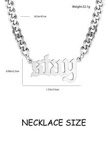 1件不锈钢链项链，简约“Stay”字母银色朋克风颈链，夏季情侣珠宝礼物 - 彩色 - 查看 4