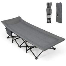 (Grey)Camping Cot For Adults, Folding Sleeping Cot Bed With Cushion, Headrest, 10 Supportive Points, Carry Bag, Portable Tent Cot For Indoor Outdoor Travel Camp Vacation, Supports 180kg - Grey - View 1