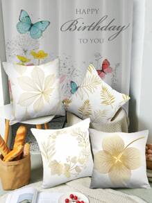 4 Stücke/Set, Kissenbezüge mit mehrere Größen und goldener Blattmuster, geeignet für Sofa, Wohnzimmer, Bett, Kissenbezug, quadratische Kissenhüllen, Heimdekoration, erhältlich in verschiedenen Größen, digital Muster, modisch und einfach, geeignet für Sofa, Bürodekoration, Heimdekoration, Stoffkunst-Deko Zubehör, Auto-Geschenke, bedrucktes Kissen, Bett Kopfstütze, Sofa Kissen, Heimdekoration Sofa-Kissen, Auto-Kopfstützenbezug, Büro-Kopfstützenbezug