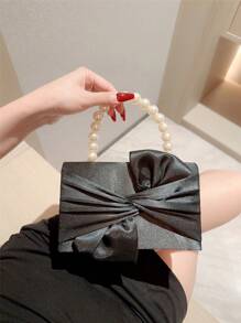 حقيبة سهرة مزخرفة بفراشة متناسقة المظهر للنساء، حقيبة سهرة مربعة منمنمة بخرز اللؤلؤ الصناعي، حقيبة حفلة زفاف رومانسية، حقيبة عروس، حقيبة حفلة رسمية، حقيبة يد بسلسلة معلقة، حقيبة سهرة أنيقة بخرز لؤلؤي صناعي، حقيبة حفلة التخرج