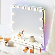 Vanity Mirror With Lights, Makeup Mirror With RGB Color Changing LED Lighted For Bedroom, Tabletop Mirror With 18 Dimmable Bulbs,3 Color Mode, Touch Control. Room Decor Mirror