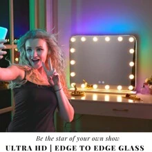 Vanity Mirror With Lights, Makeup Mirror With RGB Color Changing LED Lighted For Bedroom, Tabletop Mirror With 18 Dimmable Bulbs,3 Color Mode, Touch Control. Room Decor Mirror