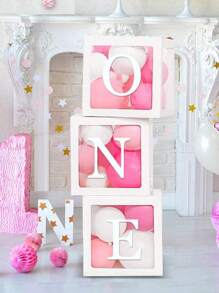 Decorazioni per il primo compleanno per bambino o bambina, 3 palloncini scatole con scritta "ONE" per 1° compleanno, blocchi trasparenti con lettera "ONE" come decorazione per festa, set fotografico, tortafesta del primo compleanno o per doccia del bambino, regali e decorazioni per la famiglia