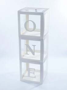 Decorazioni per il primo compleanno per bambino o bambina, 3 palloncini scatole con scritta "ONE" per 1° compleanno, blocchi trasparenti con lettera "ONE" come decorazione per festa, set fotografico, tortafesta del primo compleanno o per doccia del bambino, regali e decorazioni per la famiglia