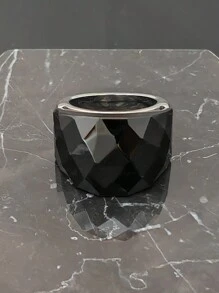 女士时尚钛钢个性简约不锈钢高抛光黑石戒指