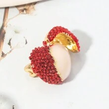 1入組貴妃微笑荔枝胸針 - 紅白色 - 查看 2