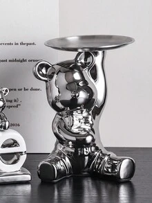 1pc Ceramic Bear Shaped Tray Decor, Suitable For Tabletop Decoration In Restaurant, Living Room, Decorative Plate, Storage Tray