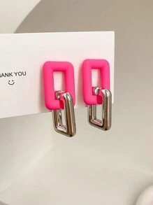 1pair Fashionable Geometric Earrings For Commuting And Party - Multicolor - View 4