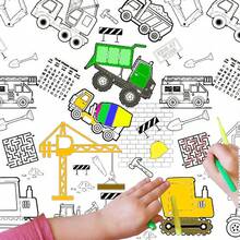 137x274cm 3入組新型建築車紙質桌布套裝，帶膜涂層，適用於DIY，彩色筆，水彩畫，海報和桌布