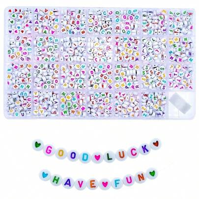 1 Box (1300pcs) 26 Colors Alphabet Accessories Bracelet & Jewelry Making Kit