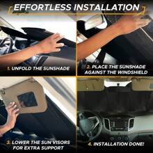 Car Windshield Sun Shade, Foldable Reflective Sun Visor For Car, Reflector Windshield Sunshade, Sun Blocker Car Window Shades From Harmful UV Rays, Universal Fit Large - A - View 4