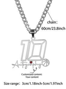 1 cái có thể tùy chỉnh Số cá nhân Bóng rổ/Bóng đá/Bóng bầu dục/Bóng đá Mỹ Viết tay Vòng cổ mặt dây chuyền bảng chữ cái ban đầu, quà tặng cho Ngày lễ tình nhân/Ngày của Cha/Kỷ niệm/Tốt nghiệp/Lễ/Giáng sinh/Lễ kỷ niệm/Quà tặng cao cấp - Bạc - Xem 6