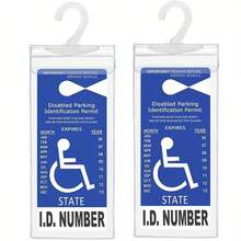 3pcs PVC Disability Parking Sign Holder - Durable & Secure With Clear Visibility Hook - Easy On-Mirror Display For Handicap Placards - Clear - View 2