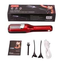 Cortadora de pelo eléctrica, adelgazador de cabello, cortadora de cabello portátil recargable para el hogar, adelgazador de cabello barberia - Rojo - Ver 2
