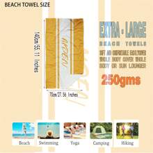 1pc Personalized Striped Pattern Beach Towel, Ideal Gift Towel For Beach, Customizable With Your Name, Your Loved Ones' Or Your Friends' Names. Large Size Bath Towel For Swimming, Comfortable And Stylish Beach Towel, Perfect Holiday Accessory, Unisex Must-Have Gift