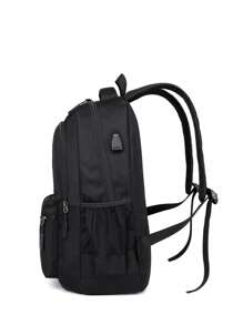 Rechargeable Student Backpack, Travel Bag For Boys & Girls, Casual Daypack - Black - View 4