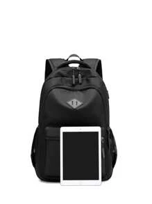 Rechargeable Student Backpack, Travel Bag For Boys & Girls, Casual Daypack - Black - View 2
