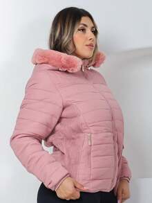 Plus Size Jackets - Màu hồng gỉ - Xem 4