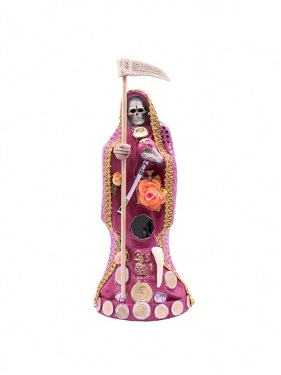 Figura De Resina Santa Muerte Vestida 24cm Protección, Armonía y Paz Mediana