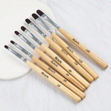 7 Stücke Set Gel Nagel Pinsel für Nagelspitzen Aufbau & Overlay, Skulptur, Poly Gel und Verlängerungen. Ovales Pinsel Maniküre Malstift - HOLZ
