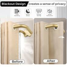 1pc Blackout Wrap Around Double Long Curtain Rods For Windows, 6/8 Inch Room Darkening Curtain Rod, Black\Silver\Gold - Gold - View 4