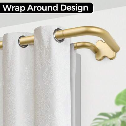 1pc Blackout Wrap Around Double Long Curtain Rods For Windows, 6/8 Inch Room Darkening Curtain Rod, Black\Silver\Gold