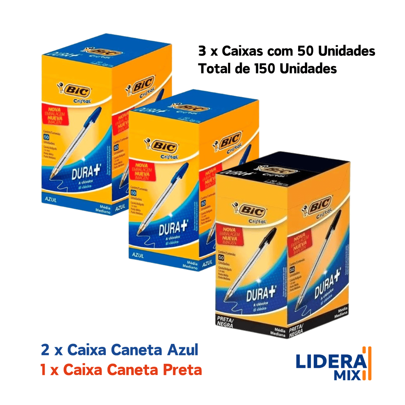 Kit Canetas Bic Média 1,0mm 3 Caixas - 150 Unidades