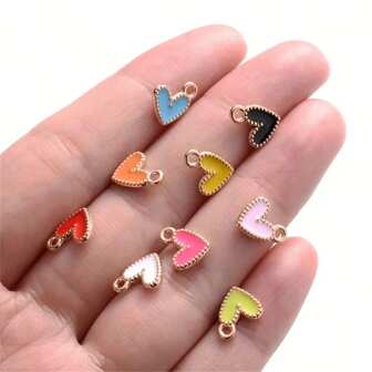 20pcs Lovely Enamel Heart Shaped Pendant, DIY Accessories For Making Romantic And Charming Earrings, Bracelets And Necklaces, Valentine's Day