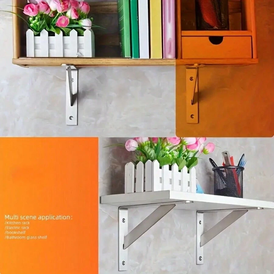 2pcs Triangle Brackets, Wall Mount Shelf, Enamel Iron Support Bracket, Layer Board Bracket - Multicolor - View 1
