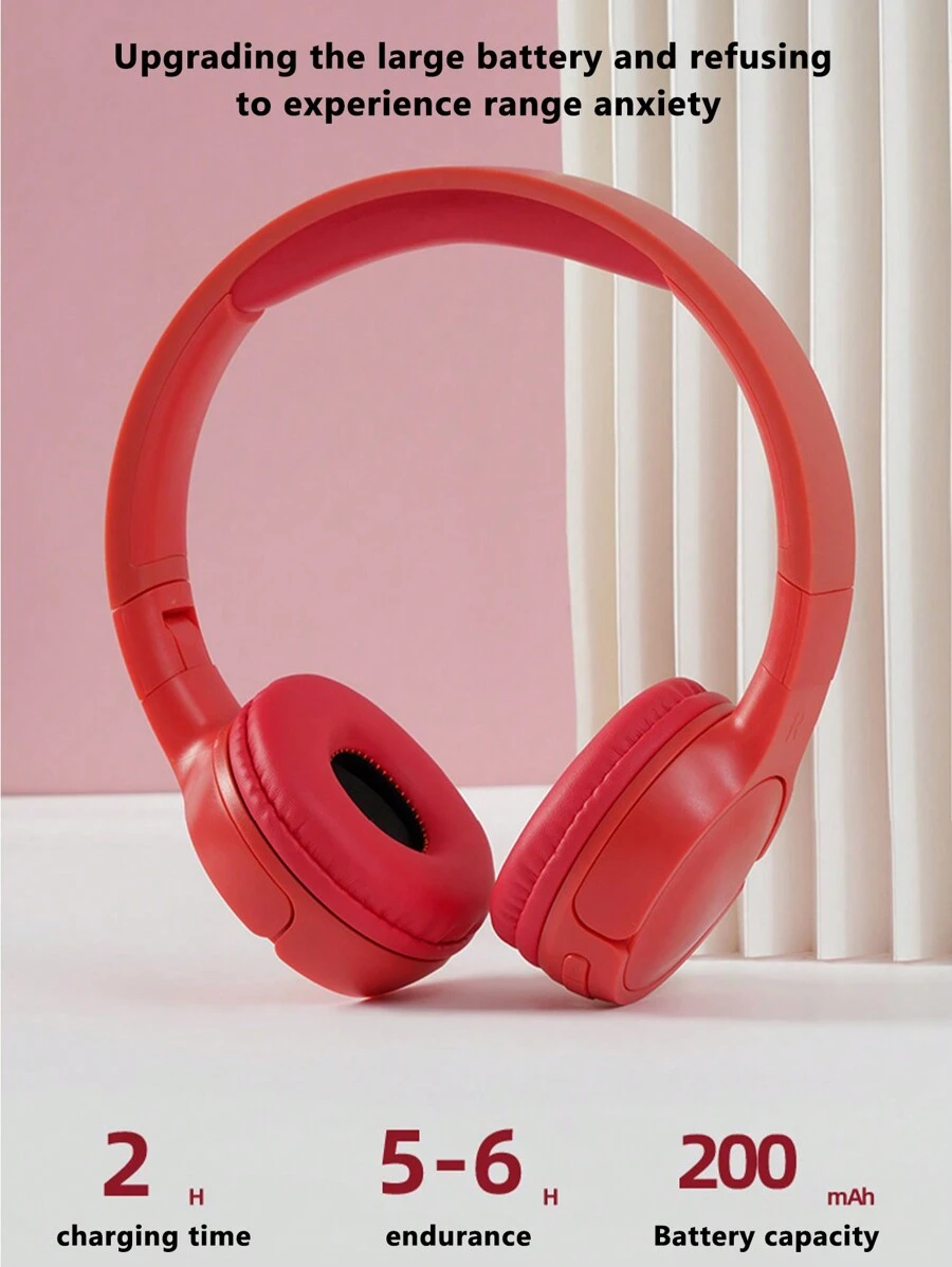Auriculares inalámbricos antirruido activo ANC de larga duración, plegables y retráctiles - Rojo - Rojo - Ver 1