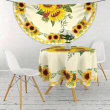 1pc Sunflower Oil Painting Printed Tablecloth, Suitable For Patio Dining, Multipurpose Use As  Or Curtain Decoration