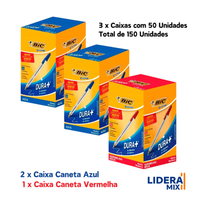 Kit Canetas Bic Média 1,0mm 3 Caixas - 150 Unidades