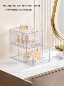 1/2 個堆疊式透明抽屜儲物盒，適用於浴室和洗手池-多功能亞克力化妝品，洗漱用品和指甲工具垃圾桶 - 彩色 - 查看 10
