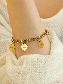 Personalisiertes herzförmiges Anhänger Armband aus Edelstahl mit Familienname, für Mutter, beste Freundin, Stilvolle Geschenkidee, Herbstmode, Lässig, Vintage, Old Money, schlicht, süß, unisex, Punk, personalisiert, einzigartig, ideale Geschenke für Ihn, Freundin, Mama, Familie, Freunde, Tochter, Sie, Großeltern, Freund, Papa, Sohn, zu Jahrestagen, Geburtstagen, für den täglichen Gebrauch, Abschlussball, Muttertag, Valentinstag, Abschluss, Hochzeit, Vatertag