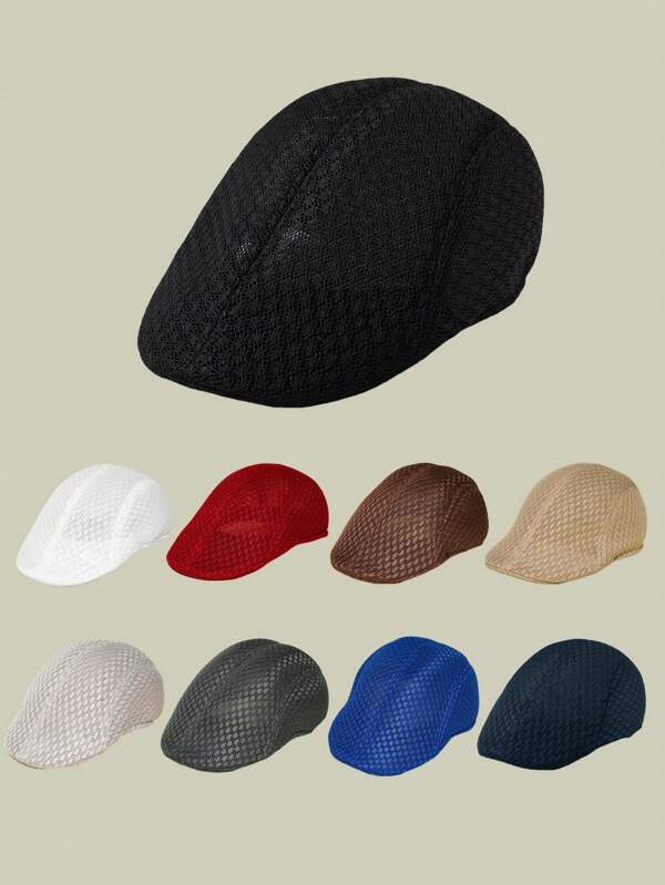1pc Men's Solid Color Mesh Breathable Fashionable Forward Hat, Suitable For Daily Wear In Spring And Summer