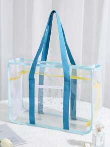 1 Piece 透明果冻袋 大容量 高品质 PVC 透明沙滩包 手提包 化妆品收纳包 洗漱包 浴室防水游泳收纳包 单肩洗漱包 沙滩包 (多色) 度假包 度假必备 夏季度假 - 無色 - 查看 11