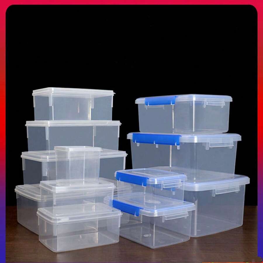 3 件塑料保鲜盒，带密封盖的透明储物容器，适用于冰箱、家庭和餐厅使用、储物、厨房收纳、厨房用品、房间装饰、家居装饰。