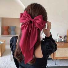 1 Large Bow Spring Clip For Women, Simple And Solid Color Matching, Suitable For Wearing Out