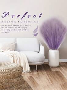 10/20支人造芦苇草，逼真芦苇花，蓬松茎秆，适用于婚礼、花束装饰、家居装饰（灰紫色）、情人节、生日礼物、毕业典礼、秋季装饰、秋季主题、人造植物 - 紫色 - 查看 6