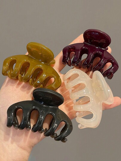 4 قطع مشابك شعر بلاستيكية خفيفة الوزن بتصميم مخلب بحجم متوسط 6 سم/2.36 بوصة بألوان جيلي لامعة، إكسسوار شعر عصري وشامل بطراز بسيط وعصري، مشبك شعر بلون صلب مناسب للاستخدام اليومي والحفلات والعمل والعطلات وغسل الوجه والمكياج ومطابقة الملابس، إكسسوارات شعر أنيقة للمدرسة والكلية في فصلي الخريف والشتاء للنساء