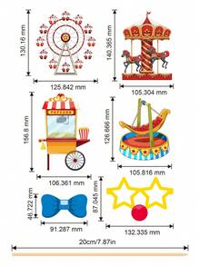 30入組馬戲團照相亭道具與貼紙，有趣的嘉年華主題派對裝飾，適用於生日派對-30件照相亭套件，30個膠貼片，30根棍子-馬戲團主題派對裝飾-嘉年華背景 - 彩色 - 查看 2