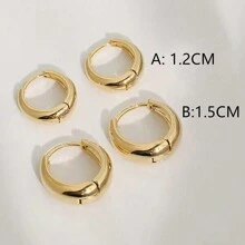1 đôi bông tai tròn bóng cao cấp phong cách Pháp - Vàng - Xem 4