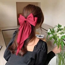 1 Large Bow Spring Clip For Women, Simple And Solid Color Matching, Suitable For Wearing Out