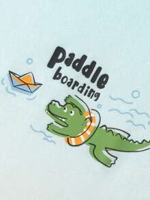 Balabala 男童短袖T恤，儿童上衣，2024年新款夏季潮流印花 - 藍色 - 查看 3