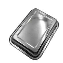 3 Charolas O Insertos De Acero Inoxidable Medida de 32x22x4.8cm Contenedor para mantener caliente la comida en el buffet. También se puede usar para hornear alimentos - Gris - Ver 3
