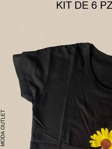 Kit de 6 playeras para mujer con diferentes colores y estampados - Multicolor - Ver 4